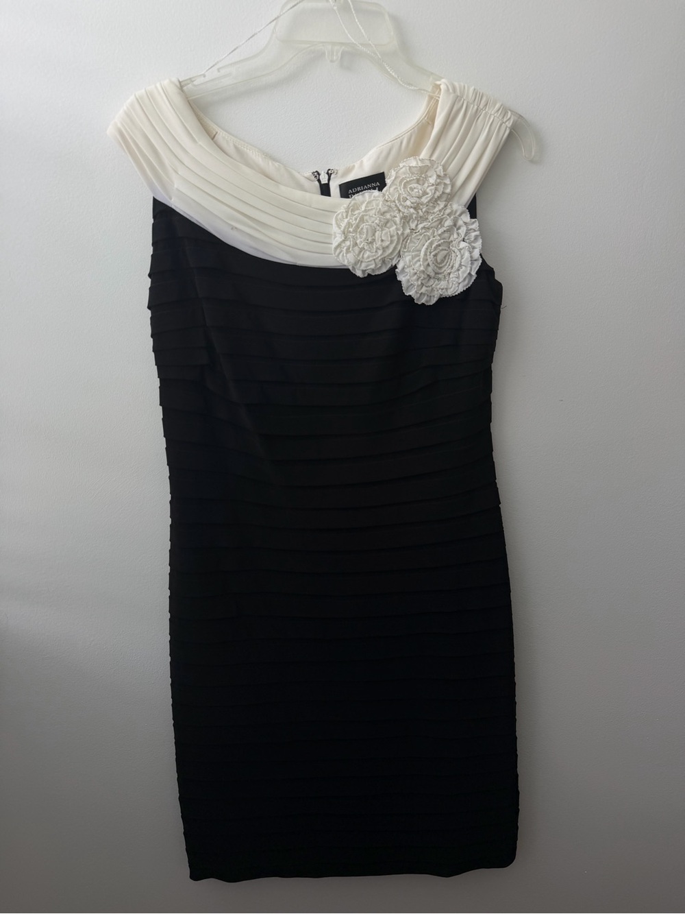 Semi-formal evening Black & White Floral-Accent Dress